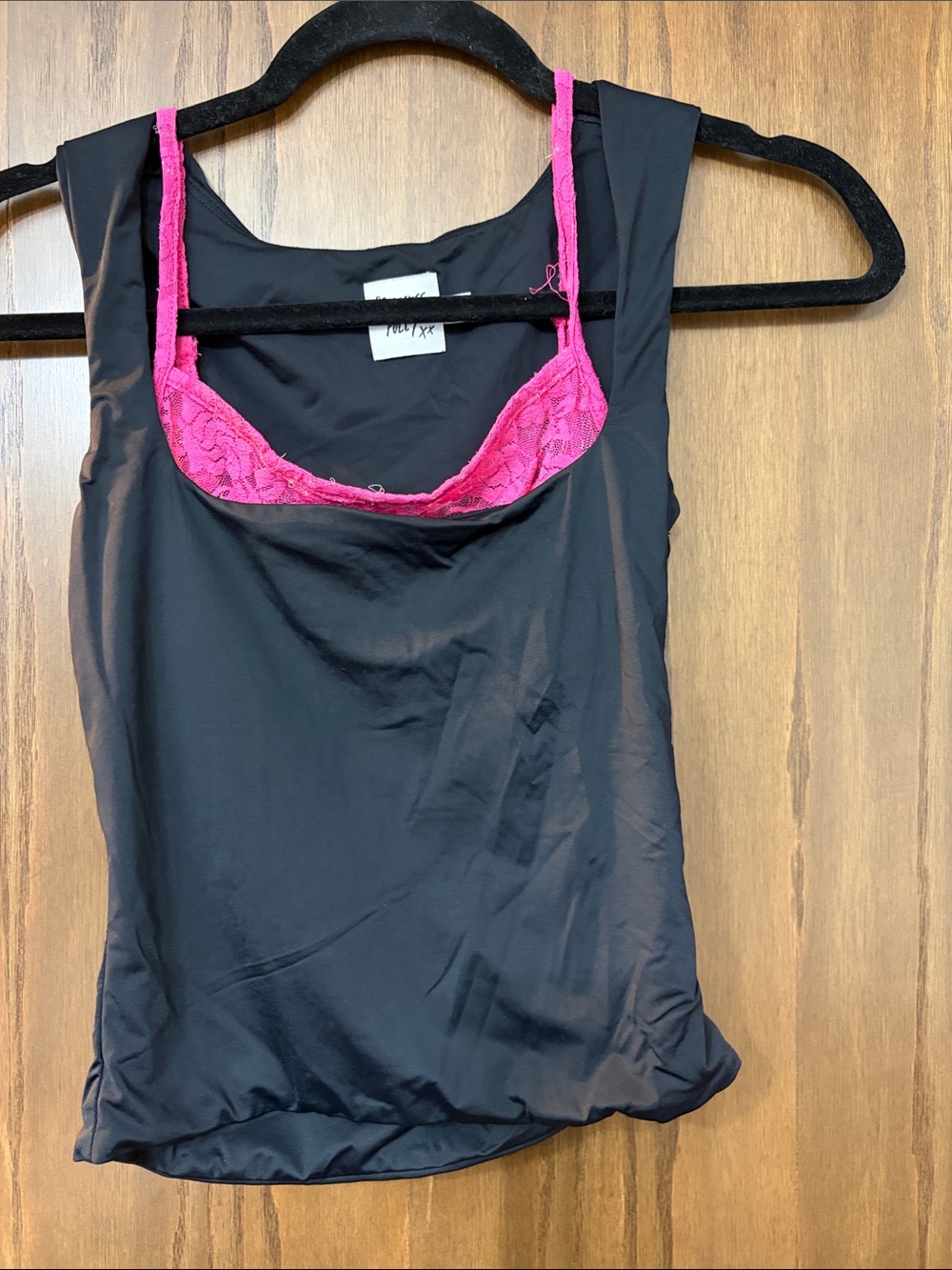 Princess Polly Black Camisole with Hot Pink Lace Trim